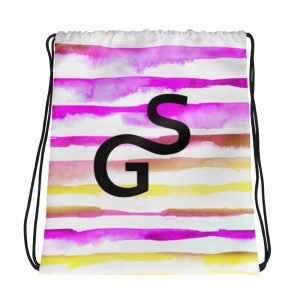 SPILGERY x Little Lines / Drawstring Bag x Purple-Yellow on White