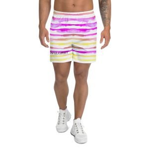 SPILGERY x Little Lines / Recycled Athletic shorts for Men x Purple-Yellow on White