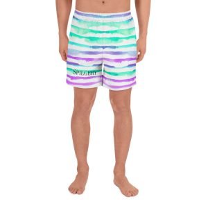 SPILGERY x Little Lines / Athletic Long Shorts for Men x Turqiuse-Purple on White