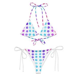 SPILGERY x Little Dots / Women recycled string Bikini for Women x Turqiuse-Purple on White