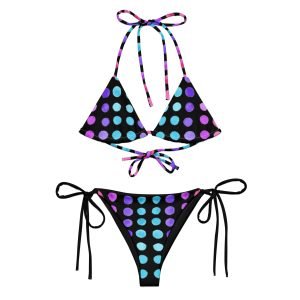 SPILGERY x Little Dots / Recycled string Bikini for Women x Turqiuse-Purple on Black