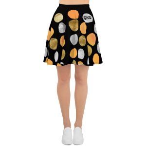 SPILGERY x Dots / Skater skirt for Women x Orange on Black