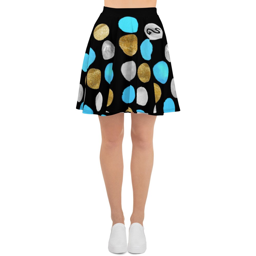 spilgery-skater-skirt-women-dots-collection-turqiuse-gold-silver-on-black