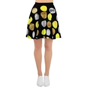 SPILGERY x Dots / Skater skirt for Women x Yellow on Black