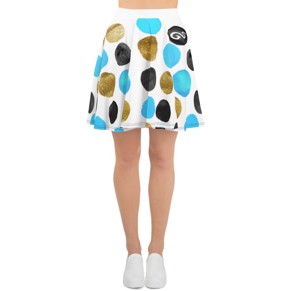 spilgery-skater-skirt-women-dots-collection-turqiuse-gold-black-on-white