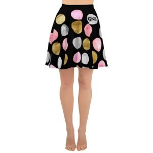 SPILGERY x Dots / Skater skirt for Women x Pink on Black