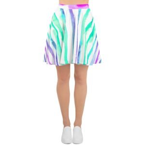 SPILGERY x Little Lines / Skater Skirt for Women x Turqiuse-Purple on White
