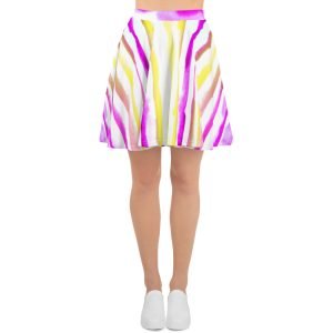 SPILGERY x Little Lines / Skater Skirt for Women x Purple-Yellow on White