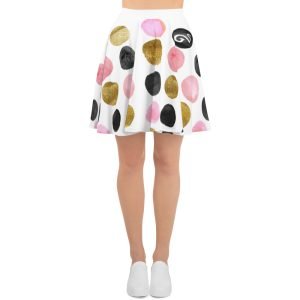SPILGERY x Dots / Skater Skirt for Women x Pink on White