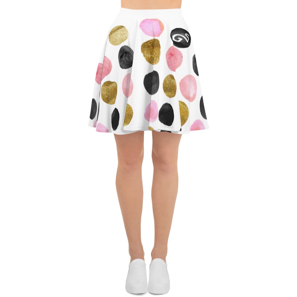 SPILGERY x Dots / Skater Skirt for Women x Pink on White