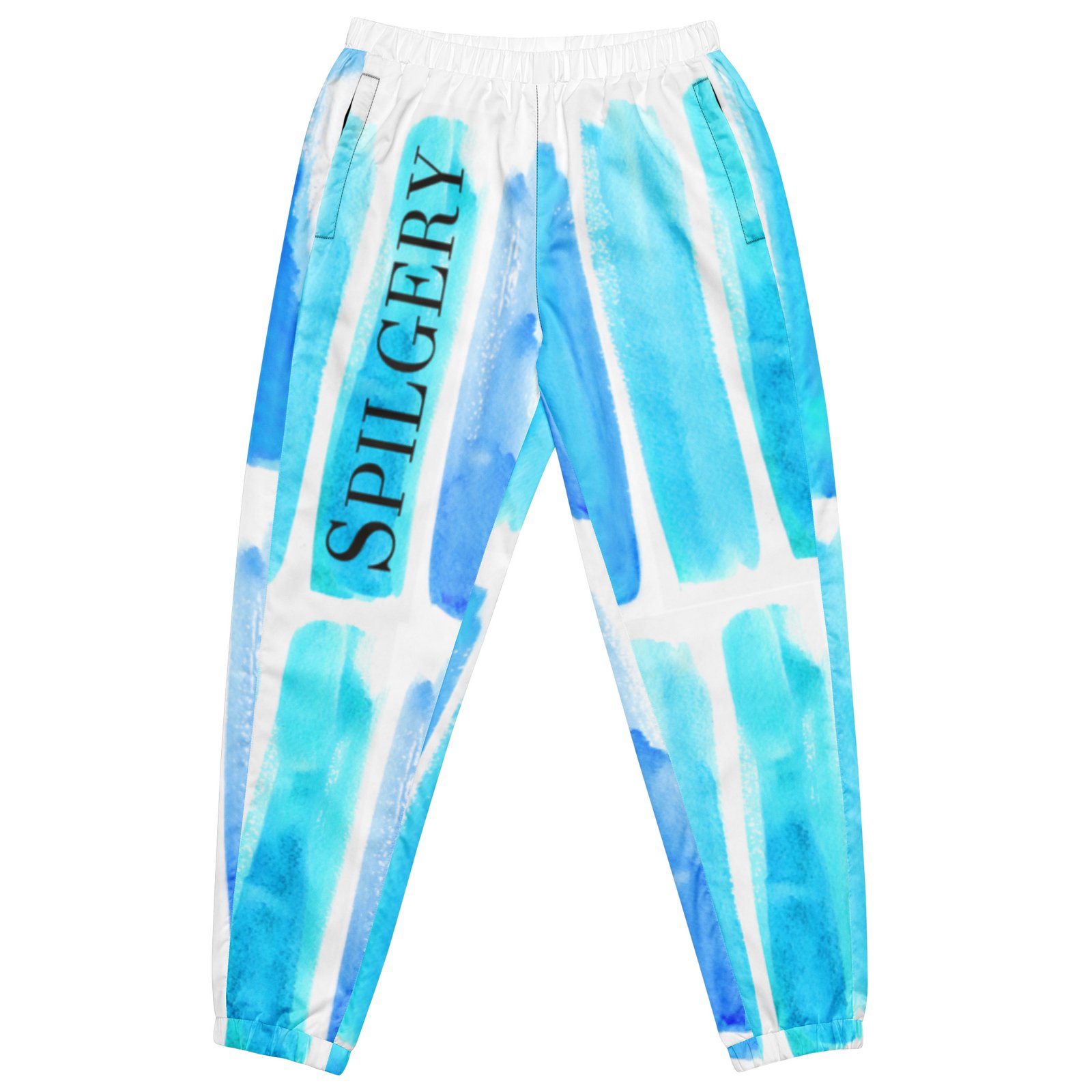 spilgery-unisex-track-pants-lines-turqiuse-on-white