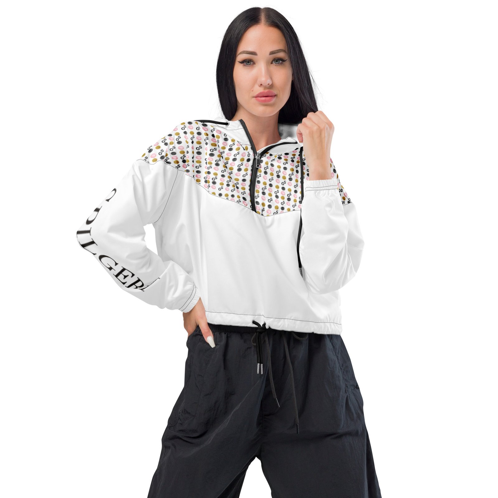 spilgery-cropped-windbreaker-women-dots-collection-pink-gold-black-white-2