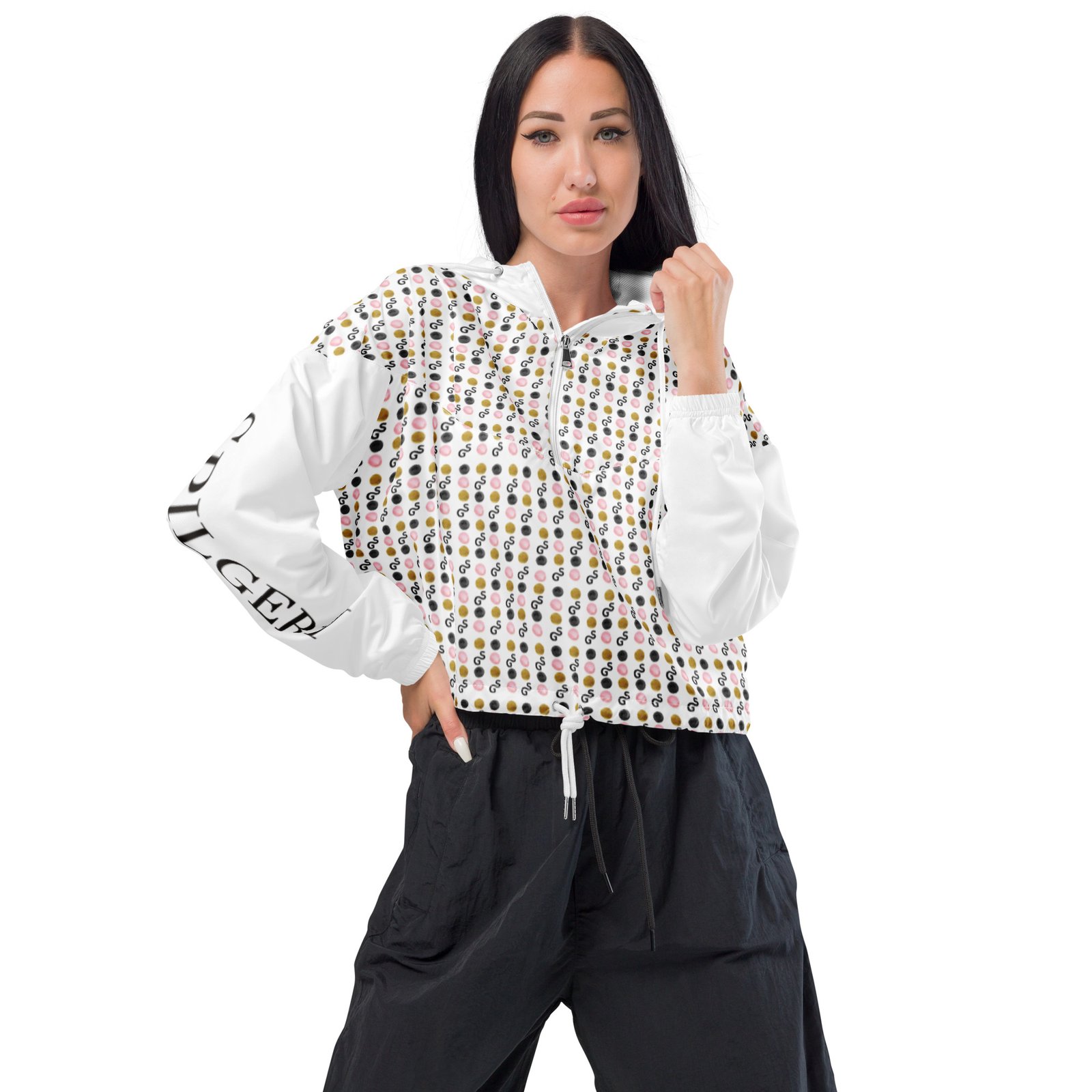 spilgery-cropped-windbreaker-women-dots-collection-pink-gold-black-white