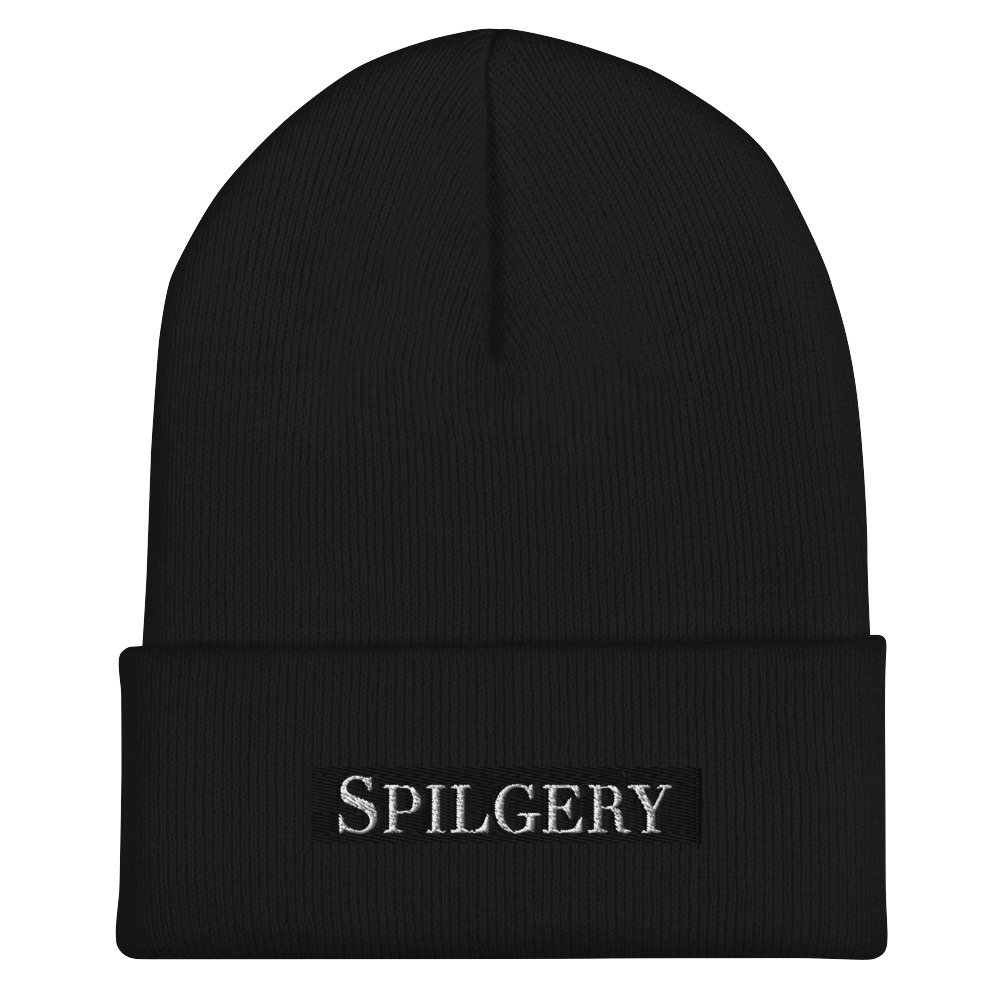 spilgery-cuffed-beanie-unisex-spilgery-white-on-black