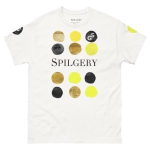 Spilgery - Men's classic tee / Dots collection - yellow-gold-black on white
