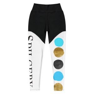 SPILGERY x Dots / Sports Leggings for Women x Turqiuse on Black-White #1