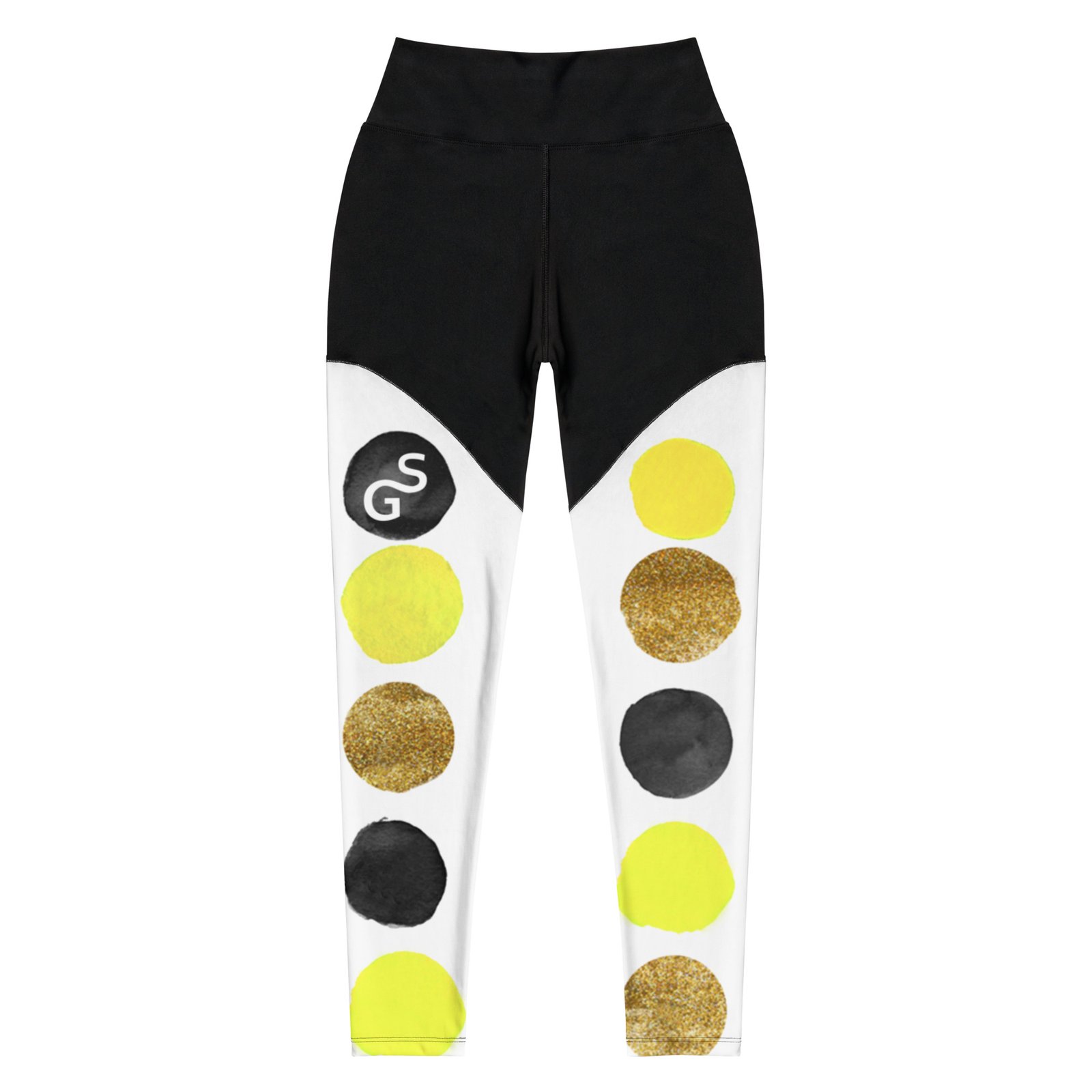spilgery-sports-leggings-women-dots-collection-yellow-gold-black