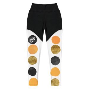 SPILGERY x Dots / Sports Leggings for Women x Orange on Black-White #2