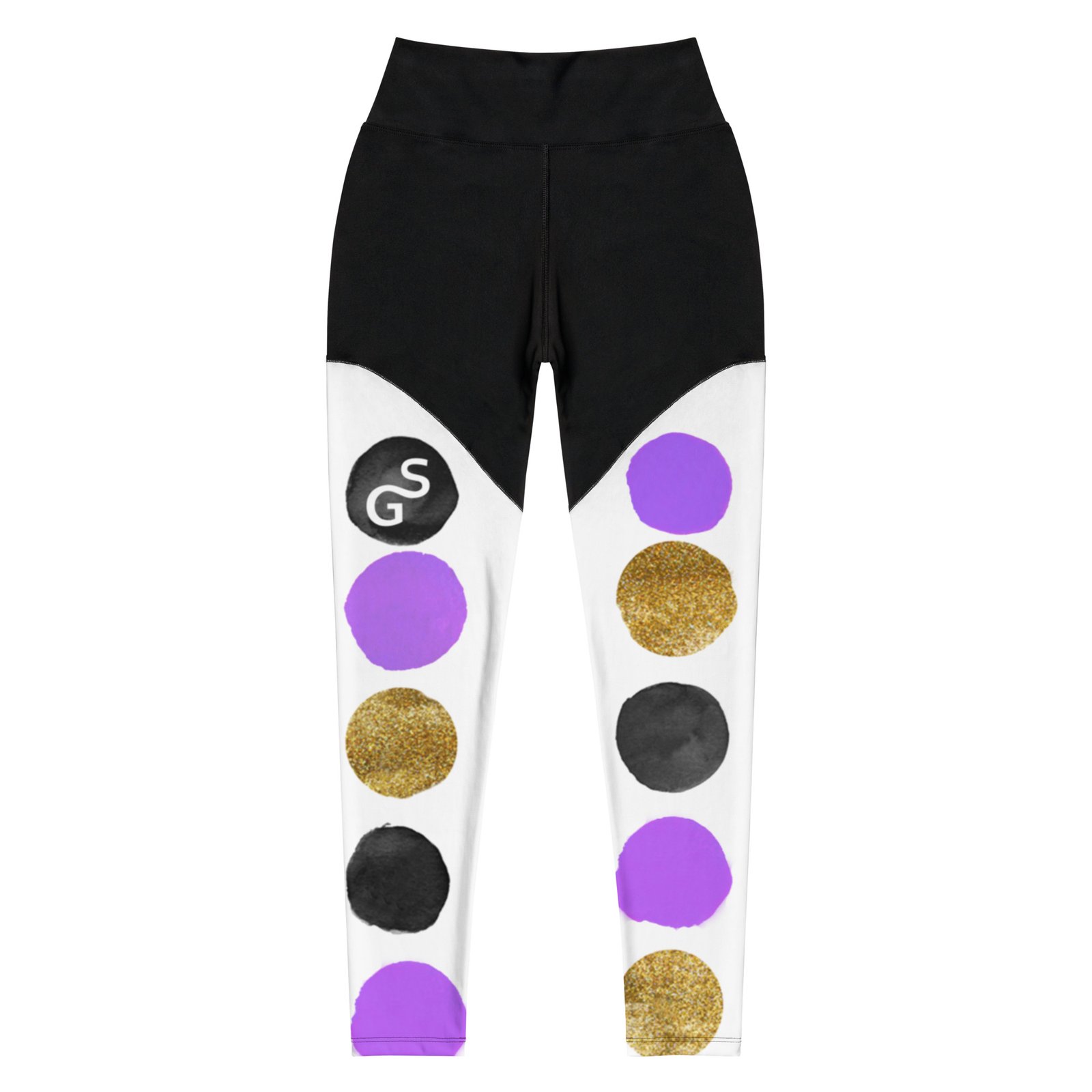 spilgery-sports-leggings-women-dots-collection-purple-gold-black-2