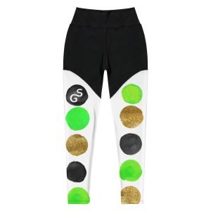 SPILGERY x Dots / Sports Leggings for Women x Green on Black-White #2