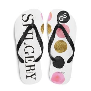 SPILGERY x Dots / Unisex Flip-Flops x Pink on White #1