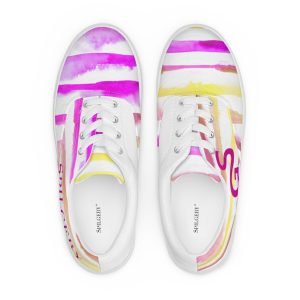 SPILGERY x Little Lines / Lace-up Canvas for Women x Purple-Yellow on White