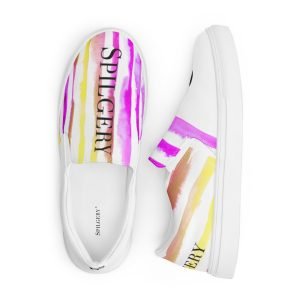 SPILGERY x Little Lines / Slip-on Canvas for Women x Purple-Yellow on White